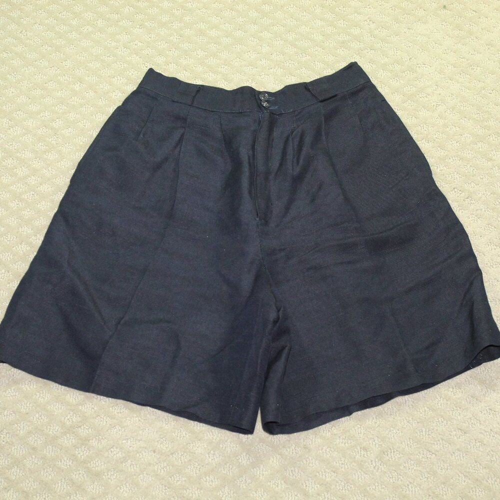 Vintage Casual Corner Women's XS (26x7) Navy Blue Linen Rayon Dress Shorts